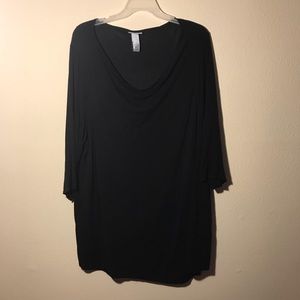 Plus Sized, Classy, Black, Swoop Neck Blouse